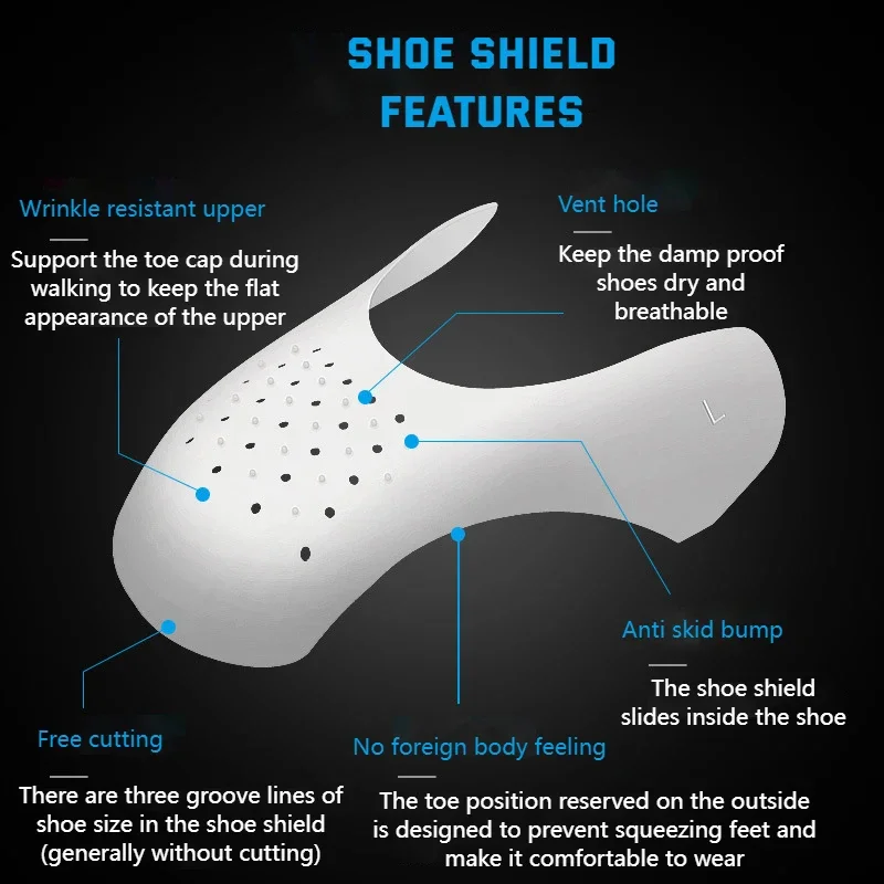 1 Pair Crease Protector Shoe Anti Crease Bending Crack Toe Cap Support Shoe Stretcher Lightweight Keeping Shield Sneakers