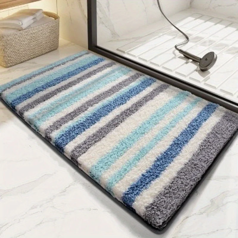 Soft Faux Cashmere Bath Rug Anti-Slip Absorbent Door Mat Durable Easy-Clean Home Floor Carpet for Bathroom Entrance Indoor Use