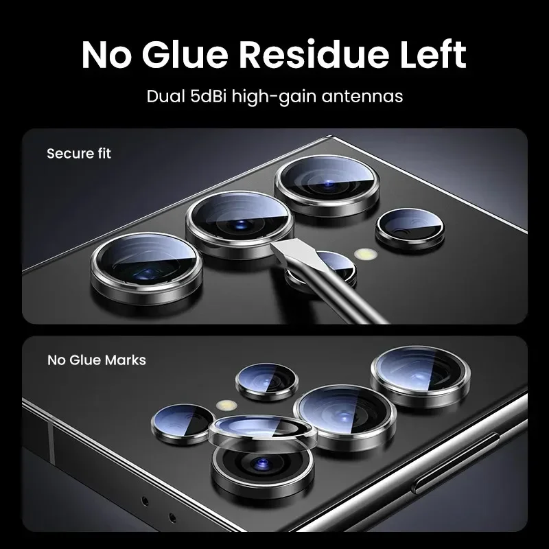 Premium Camera Lens Protector Glass with Metal Ring for Samsung Galaxy Ultra Series