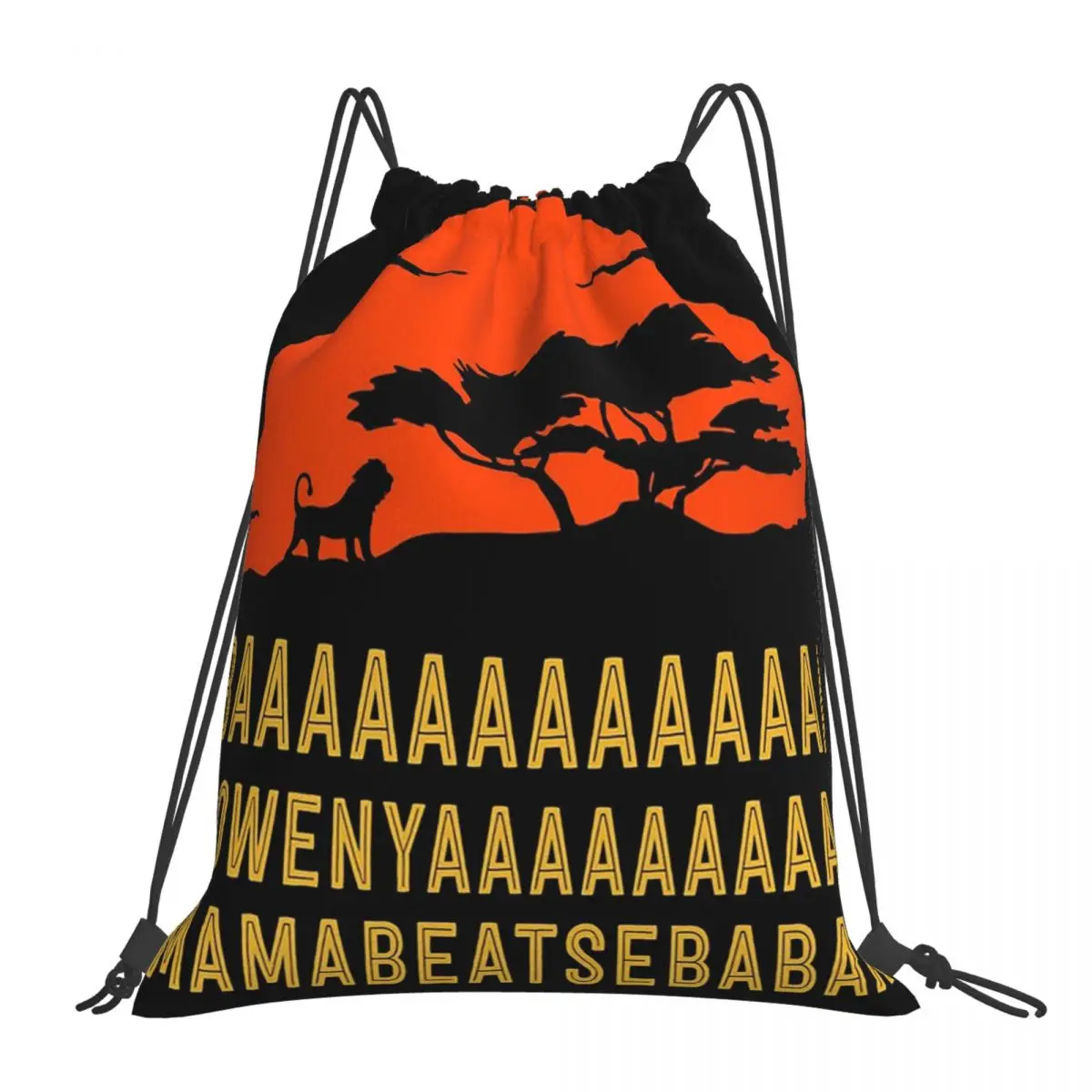 

BAAAAAAAAAAAAA SOWENYAAAAAAAAAA MAMABEATSEBABAH African Lion Backpacks Drawstring Bag Drawstring Bundle Pocket Sundries Book Bag