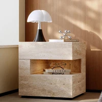 Wabi Sabi Minimalist Nightstands Rectangle Trendy Premium Glam Nightstands Bedroom Hidden Storage Mesilla De Noche Furniture 6