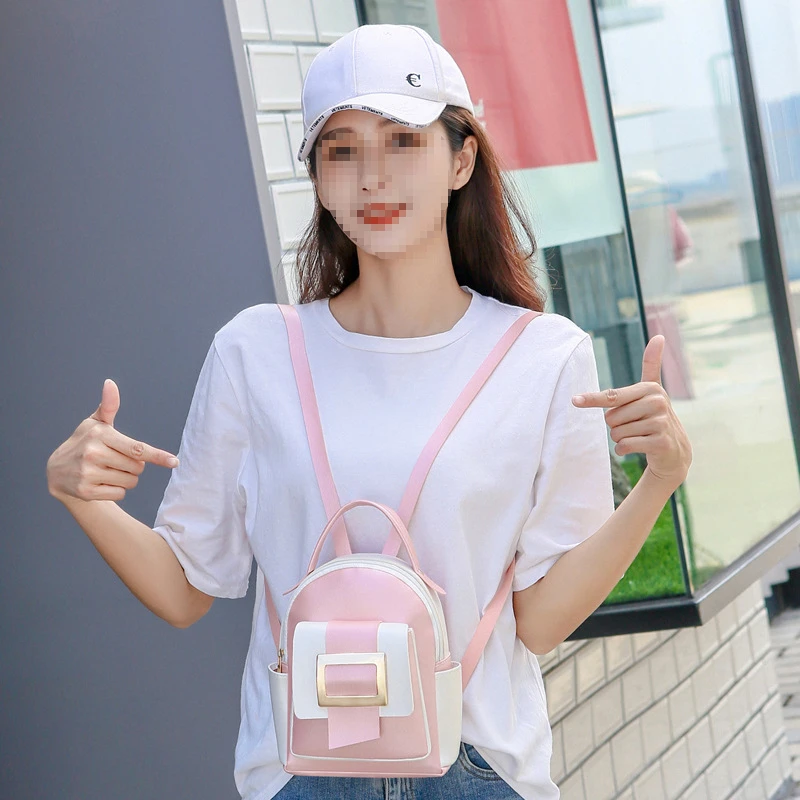 5PCS Women High Quality Leather Backpacks Vintage Female Shoulder Bag Travel Ladies Bagpack Mochilas School Bags for Girls