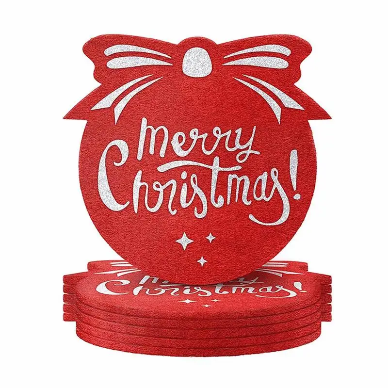 

Christmas Coasters 6 PCS Absorbent Felt Round Drink Coasters Set Cool Soft Cup Coaster Table Coasters For Drinks And Tabletop