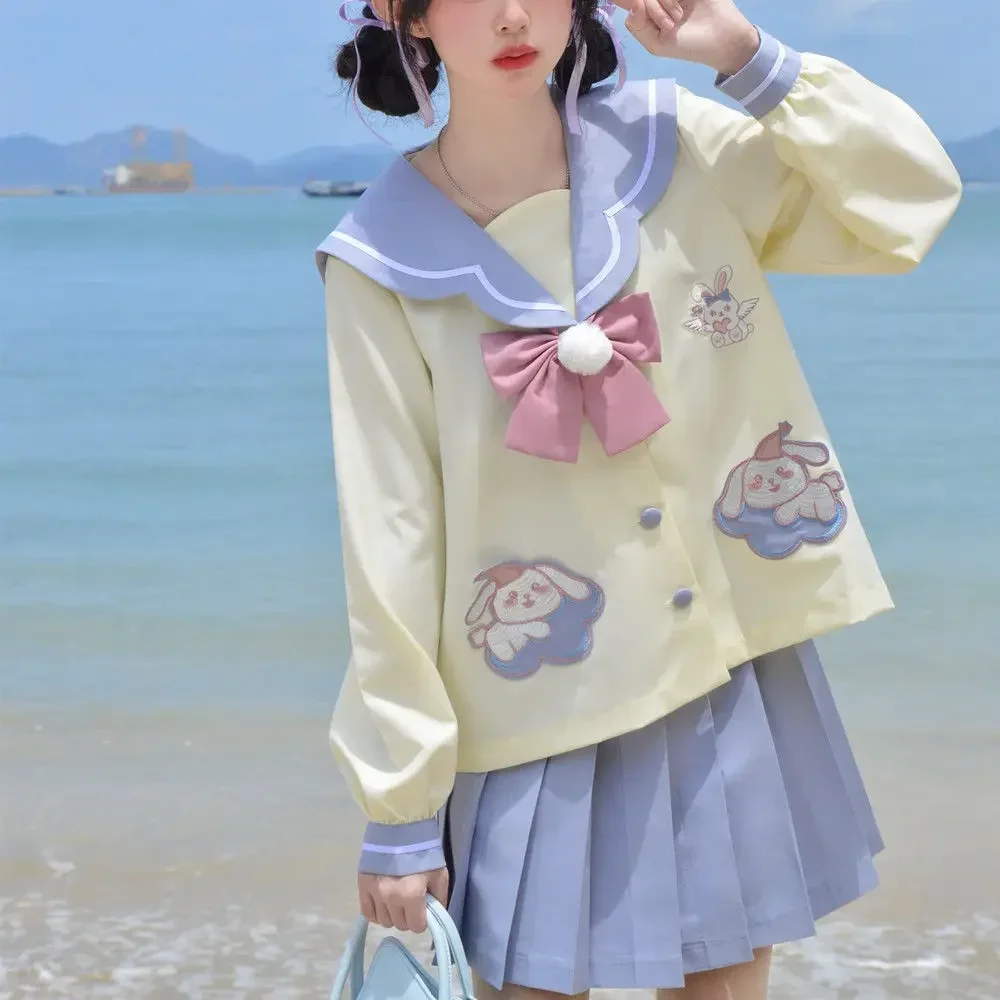 Kindergarten sweet and cute jk uniform spring and summer long short-sleeved sailor suit suit Anime Character Cosplay Costume
