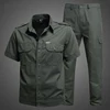 Spring Work Clothing Set Men Tactics Military Cotton Combat Cotton Shirts and Cargo Pants Army Green Causal Loose Suits Summer 4