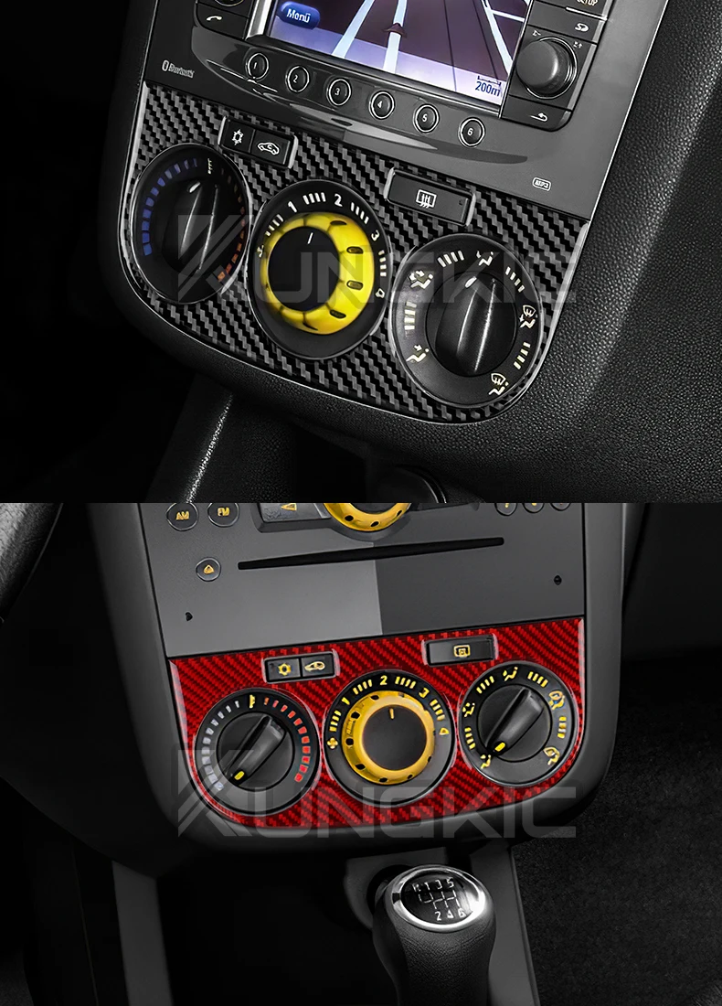 Für Opel Corsa D 2007 2008 2009 2010 2011 2012 2013 2014 Echt Weichen Carbon Faser Zentrale Steuerung AC Knob Panel aufkleber LHD RHD – Detail 10