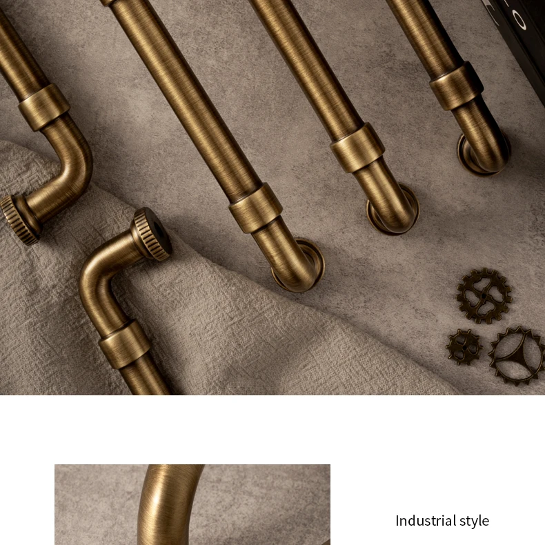 antique brass pipe pull handle for furniture