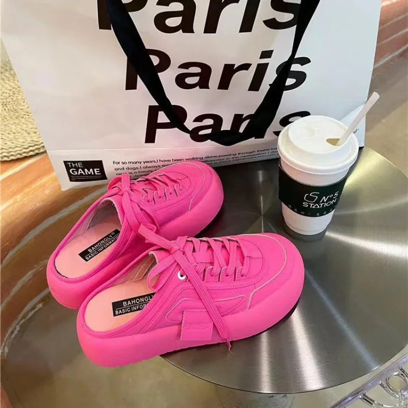 Women's 2024 New Summer Outdoor Wearing Thick Sole Half Slippers for Travel, Vacation, Sports and Fashion Versatile Beach Shoes