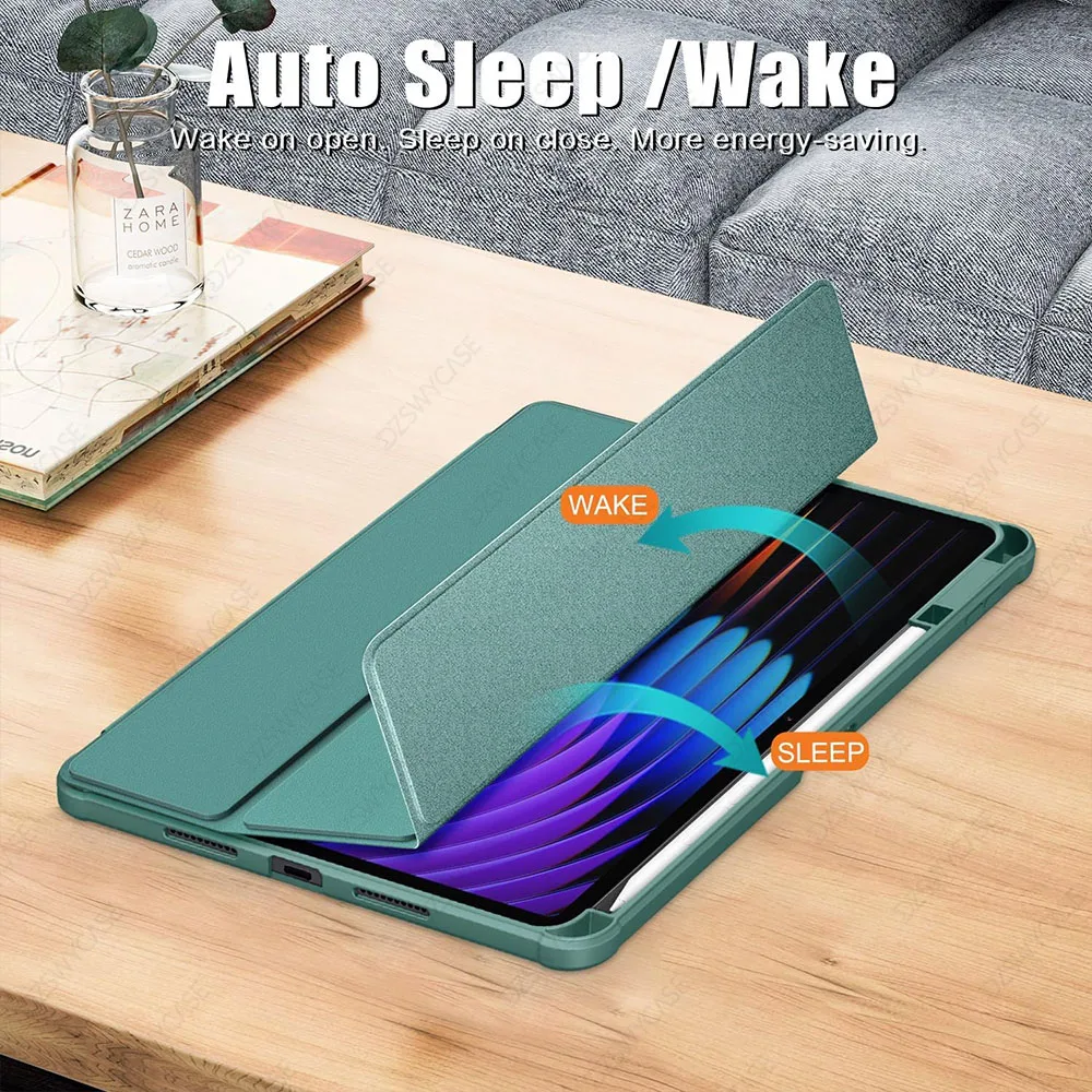 Durable Tablet Case with Pencil Holder and Clear Back Shell