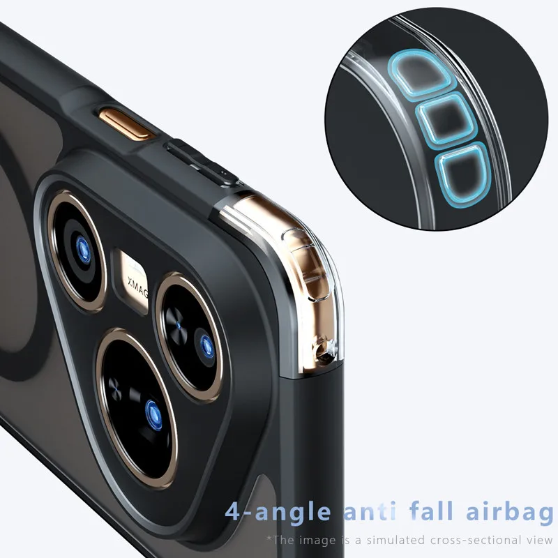 Enhanced Magnetic Anti-Drop Phone Case with Airbags and Suction Design