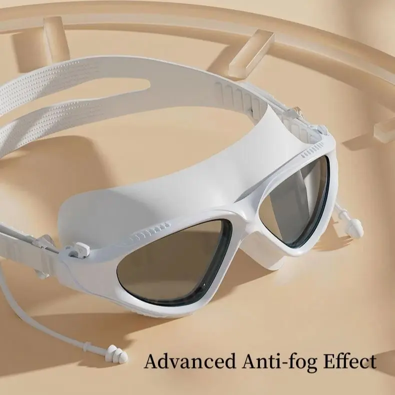Swimming Goggles Waterproof Anti-fog HD Professional Men Women Large Frame Diving Goggles Ear Plugs Set 3