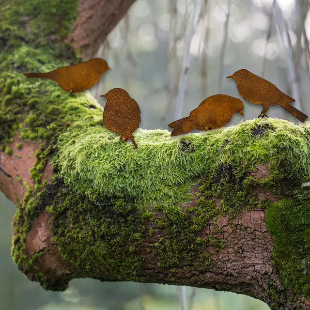 4Db Fém Madarak Dekorációk Szimulációs Modellek Hamis Mesterséges Állati Díszek Diy Kézműves Otthoni Kültéri Kerti Dekoráció Egész - Image 3