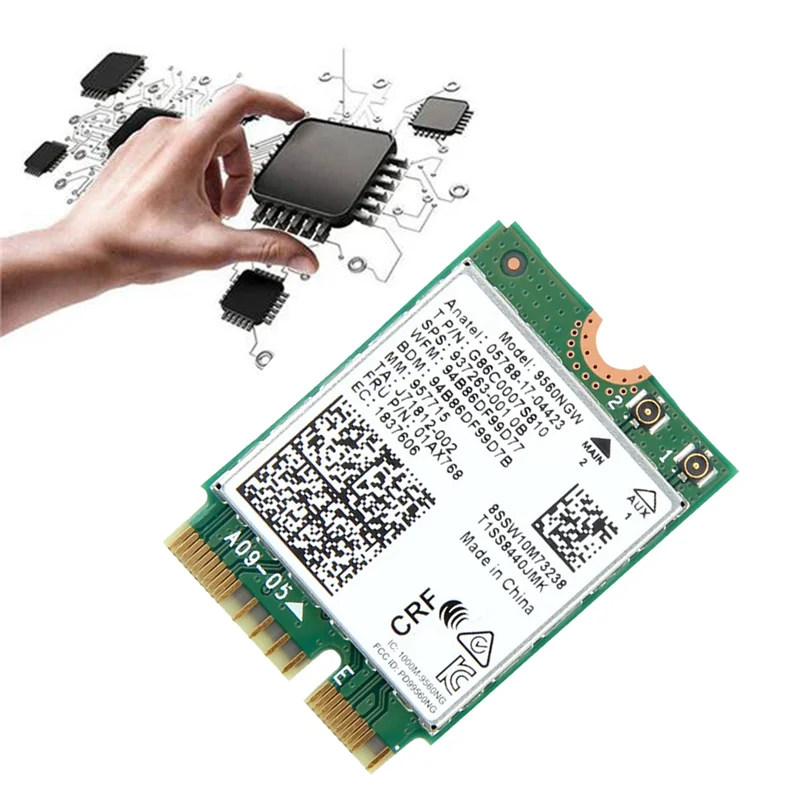 9560NGW WiFi Card+2XAntenna 1730Mbps Wireless AC 9560 2.4G+5G BT 5.0 802.11Ac M.2 CNVI 9560NGW Wireless Adapter wifi usb adapter