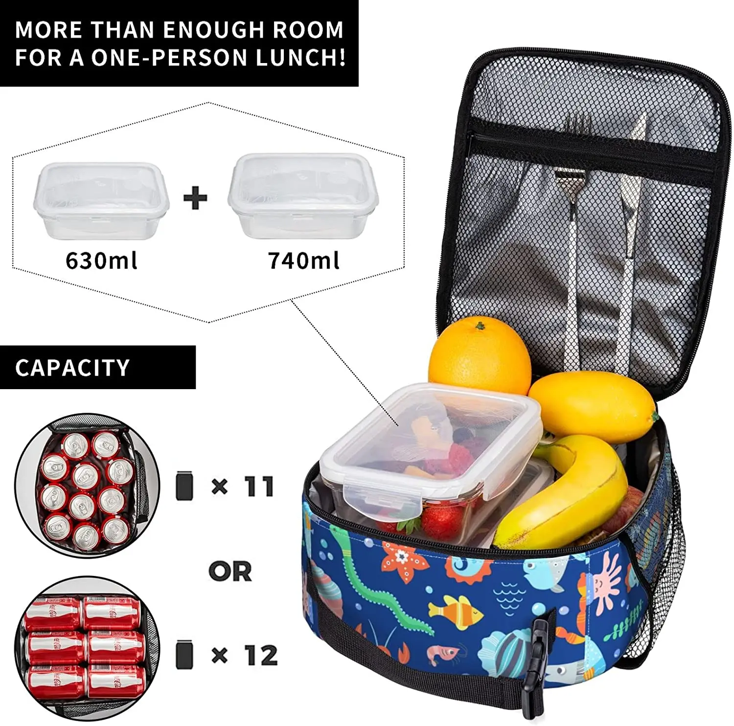 Lonchera para mujer para el trabajo, bolsa grande de tela, bolsa de  almuerzo con utensilios de alimentos, bolsa de embalaje para el almuerzo,  bolsa de