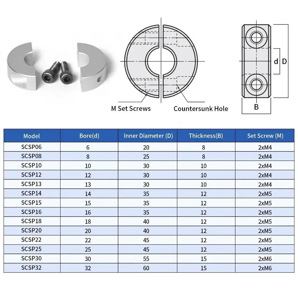 Aluminum Alloy Fixed Locking Ring for 6-20mm Shaft Collar