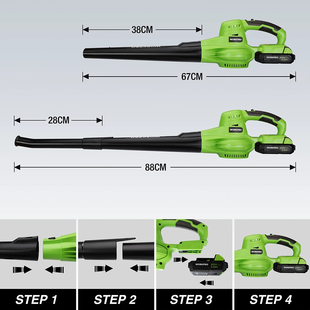 WORKPRO 20V Cordless Electric Air Blower Leaf Snow Blower Dust Collector Sweeper  Adjustable Speeds Garden Power Tools 5