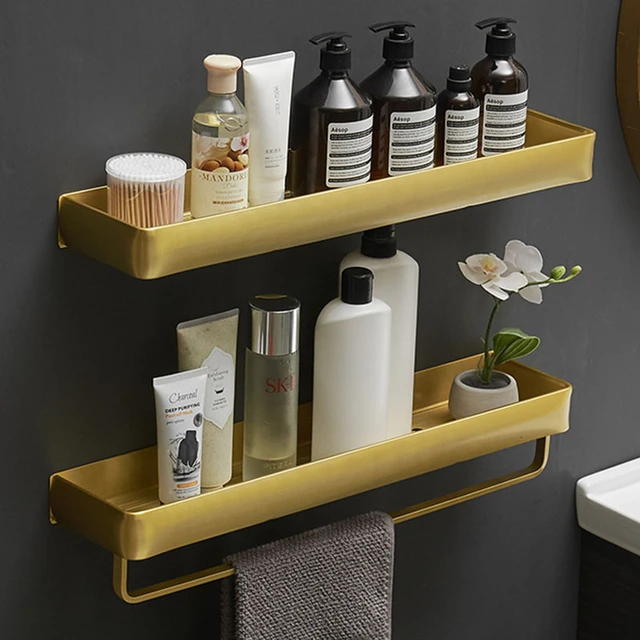 Gold wall mounted storage rack bathroom rack shampoo cosmetics storage rack  bathroom accessories bathroom organizer shower shelf - AliExpress