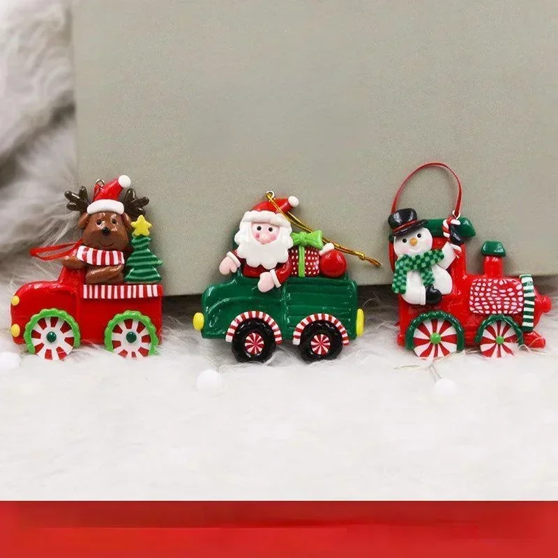 Santa Claus Snowman Reindeer Car Ornament Christmas Tree Cartoon Ornament Home Holiday Party Decoration Christmas Tree Ornament
