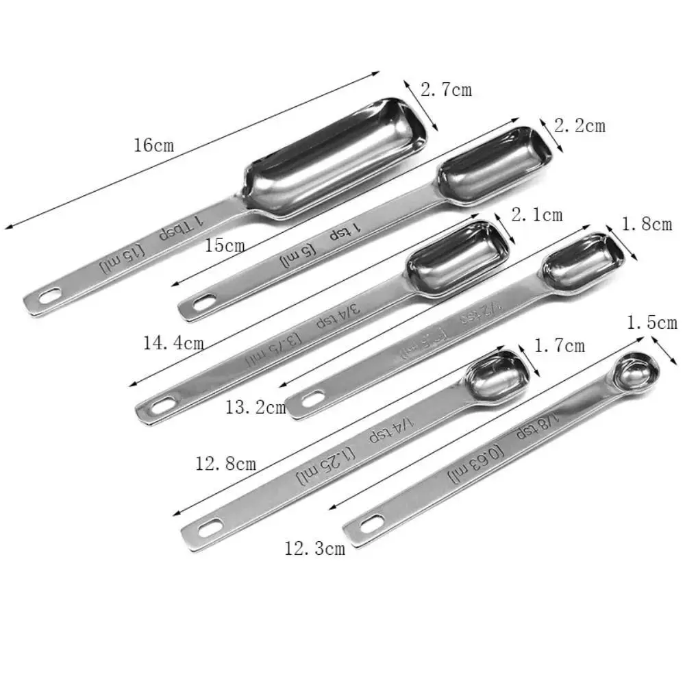 Measuring Spoons Kitchen Utensil Rectangular Head Cooking Baking Spoon Portable Milk Powder 6Pcs