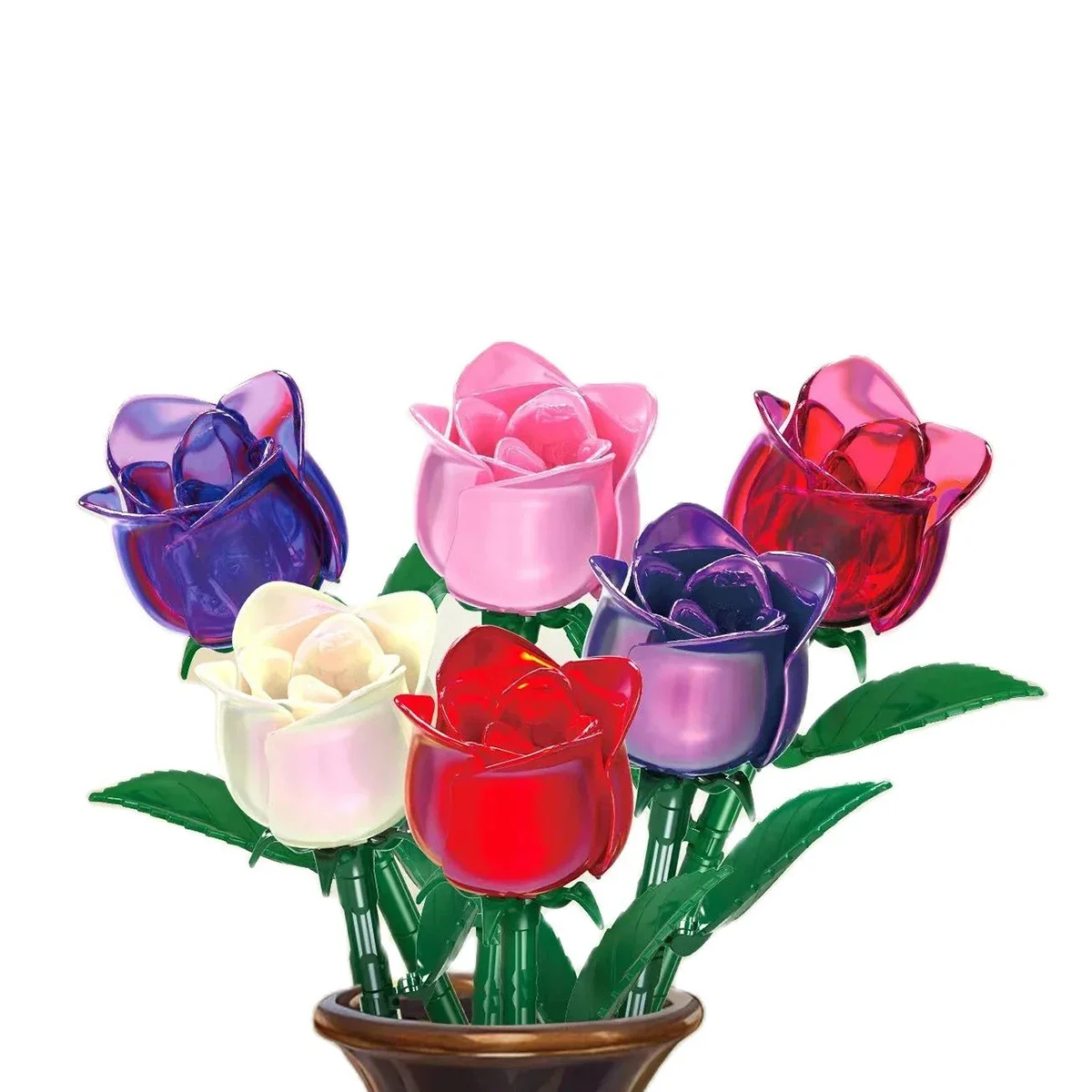 Christmas Girls Gifts Valentine Rose Flower Building Blocks Set Forever Romantic Colorful Bouquet Love DIY Bricks Set Toys