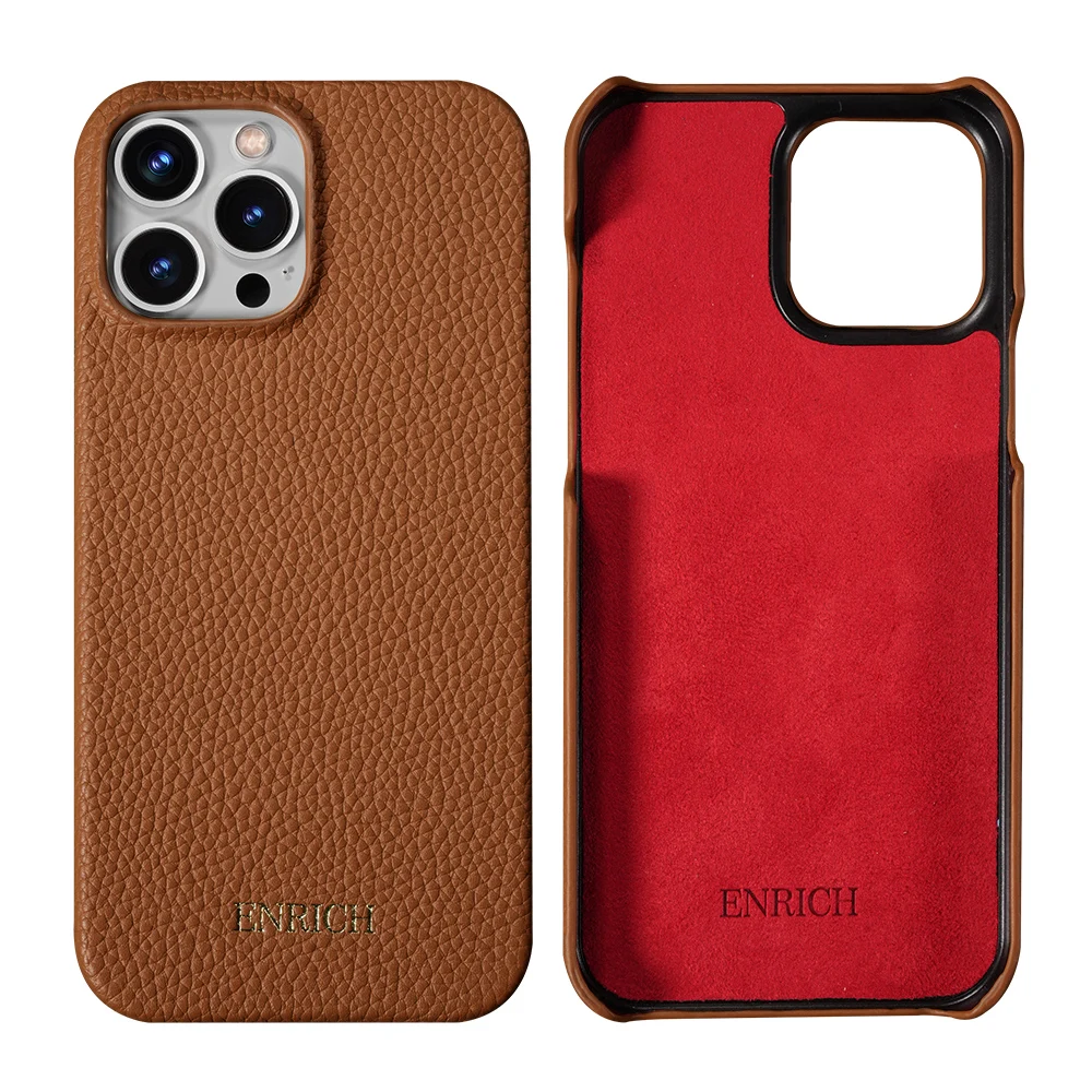 Luxury Lychee Genuine Cowhide Leather Shockproof Phone Case – Clearance Sale
