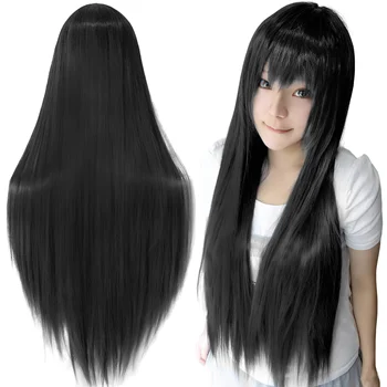 Synthetic Black Wig Cosplay Wigs Straight Long Wig Hinata Hyuga Cosplay Hair Enma Ai Costume Wig 1