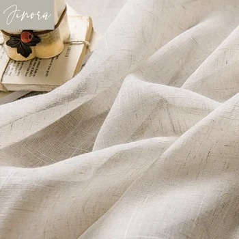 Cotton and Linen Texture Translucent Curtains for Bedroom Living Room with UV Protection Sheer Curtain Window Screen Yarn Custom