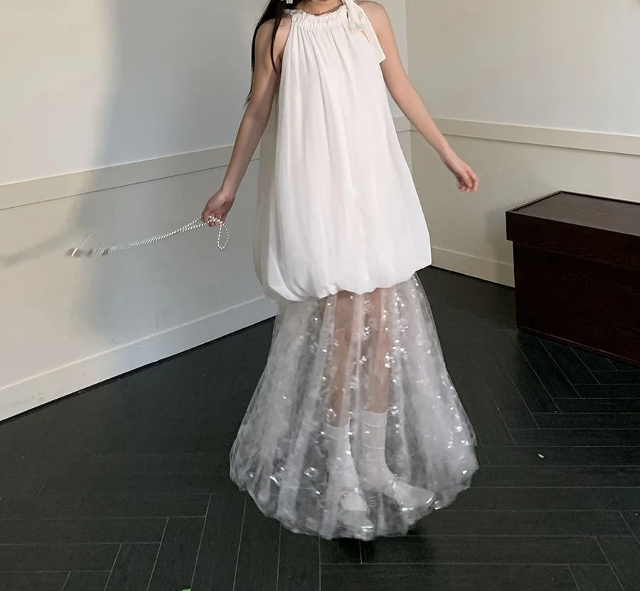 White Dress Women's 2026 Fashion New Summer Design Sense High Sense Long Dress Skirt 3