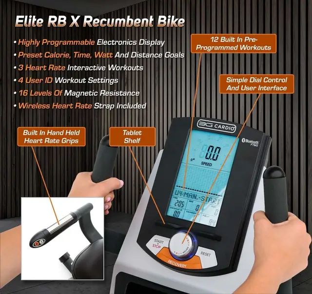 3G Elite RB X Recumbent Exercise Bike - Bluetooth Smart App Connectivity - Compact 49 5