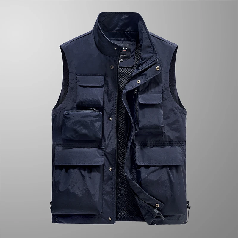 

Summer Men's Vest 2024 New Casual Loose Breathable Multi Pocket Outdoor Fishing Sports Large Sleeveless Jacket Men Tactical Vest