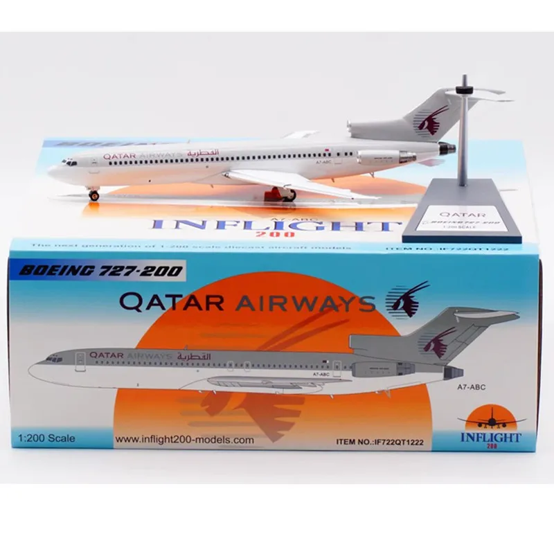 

1:200 Scale Model B727-200 A7-ABC IF722QT1222 Aircraft Diecast Alloy Toys Adult Fans Collection Souvenir Display Toys Fans Gifts