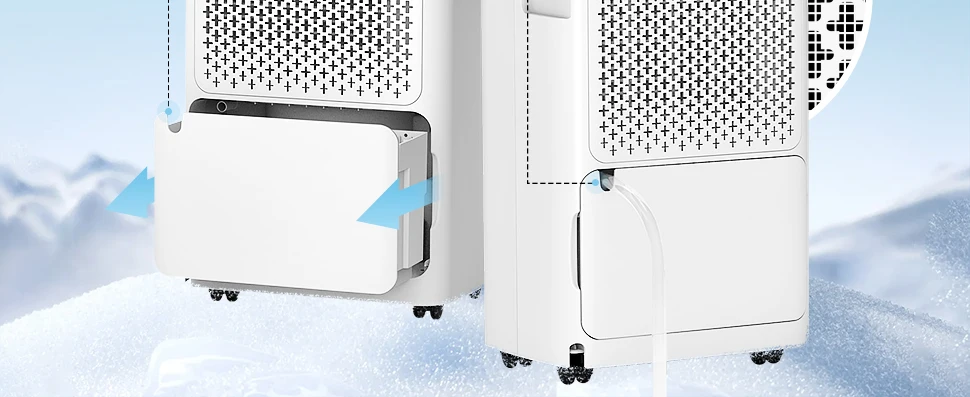 Dehumidifier 20 L, Dehumidifier Cellar Rooms with Digital Display, 24H Timer, Automatic Defrosting, Dry Clothes, Continuous Drai