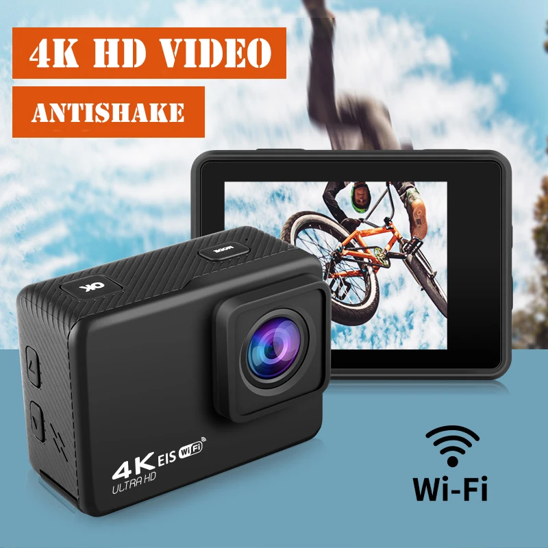 수중 방수 손떨림 방지 카메라, 헬멧 고 스포츠 프로 브이로그 카메라, 4K HD WIFI 액션 카메라, 60Fps, 170 도 광각 EIS