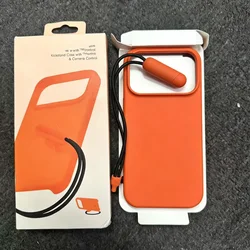 Enhanced Silicone Protective Phone Case with Kickstand and Hand Lanyard Holder - Anti - Drop, Soft Touch Cover - iPhone 17 Pro (Orange)