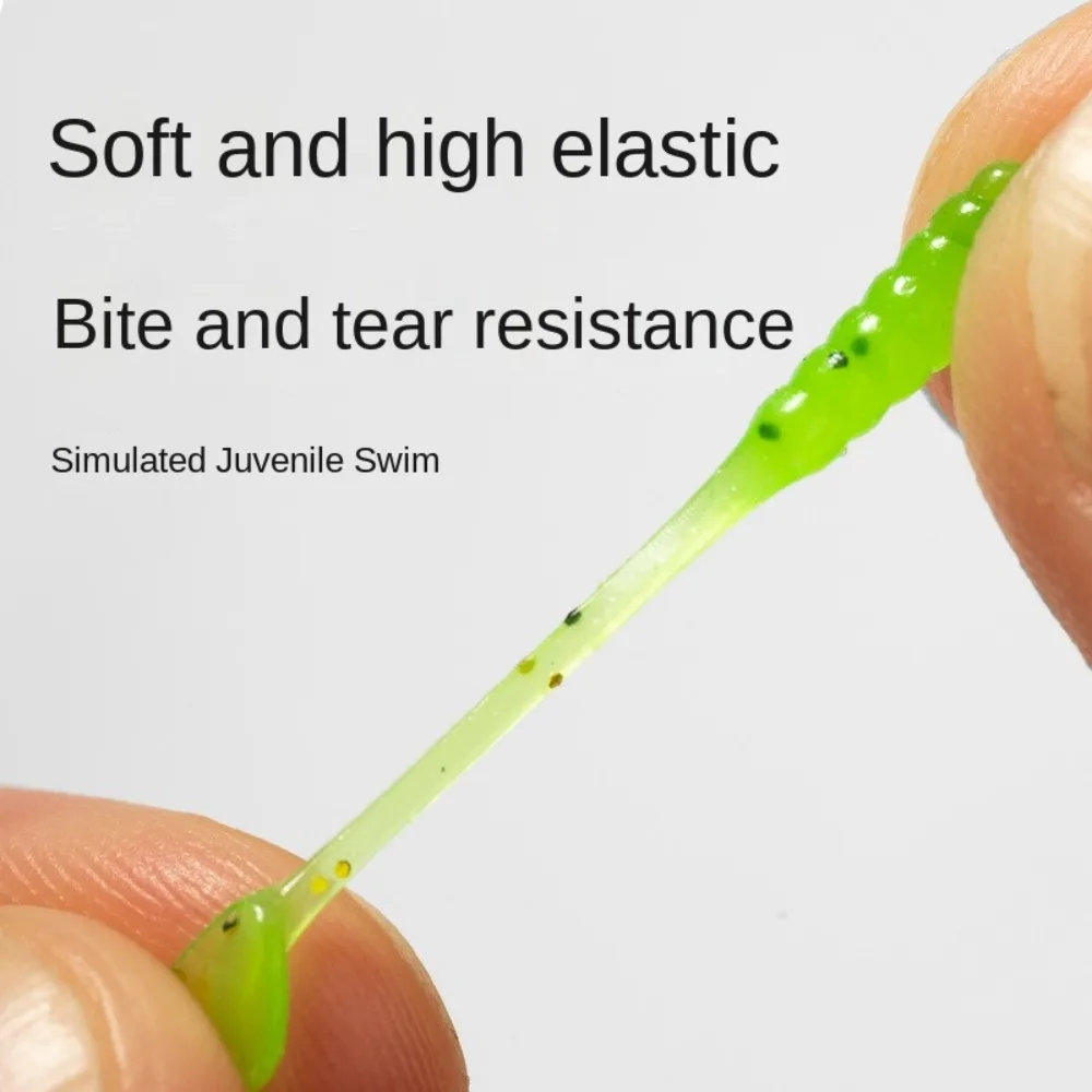 100pcs/2Box Outdoor Silicone Fishing Soft Lures 1.5cm T Tail Artificial Lures Mix Colors Minnow Lures Winter Fishing