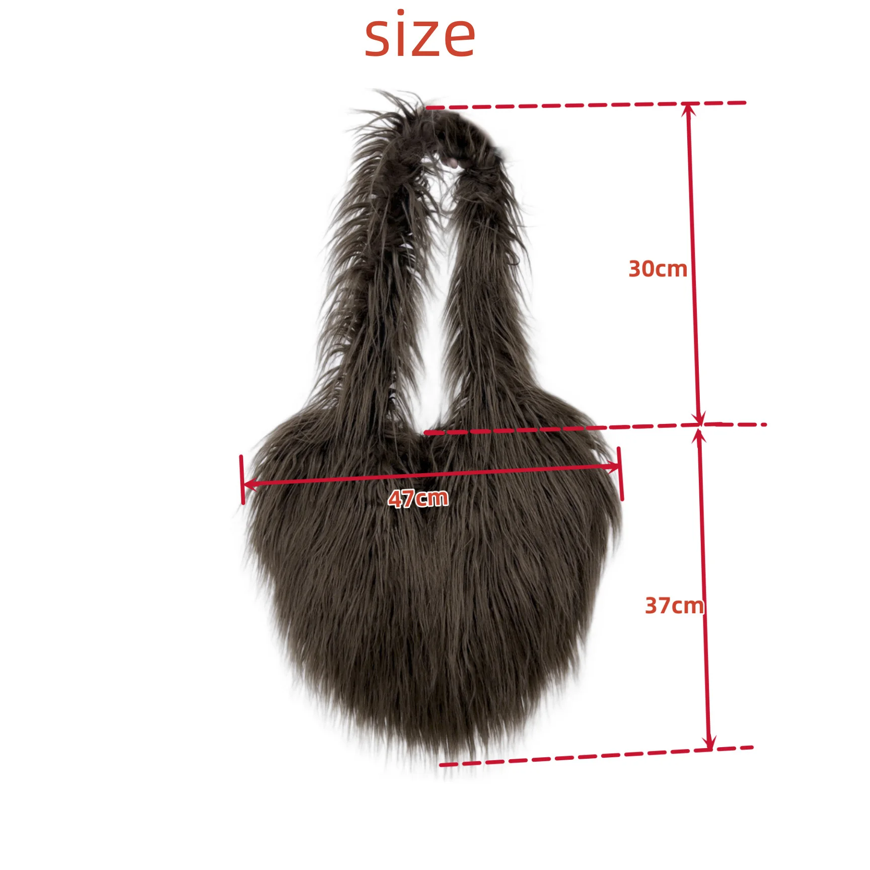 Women's Fluffy Plush Shoulder Bag Faux Fur High-capacity Trend Female Shopping Bag Winter Warm Heart-shaped Handbag and Purse 6