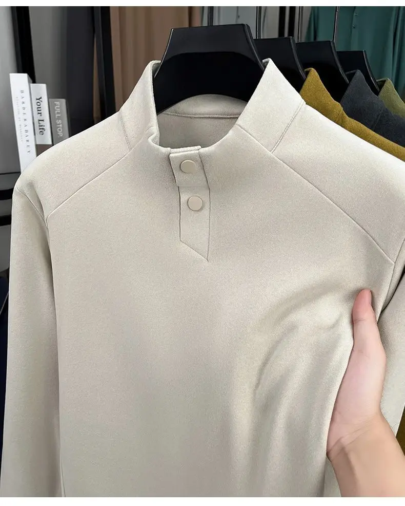 Herbst und Winter Neue männer Sweatshirt Taste Stehkragen Casual Langarm T-shirt Vielseitig Warme Pullover Top – Detail 5