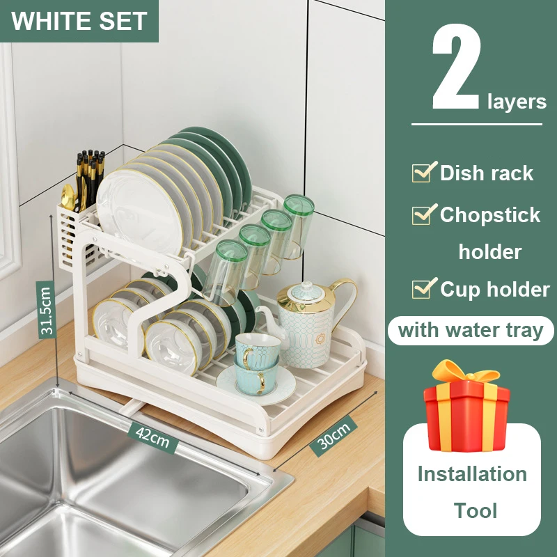 Extra Large Drying Rack with Cup Holder Dish Drainer Cutlery Tray Kitc –  Mdrno Furnitures