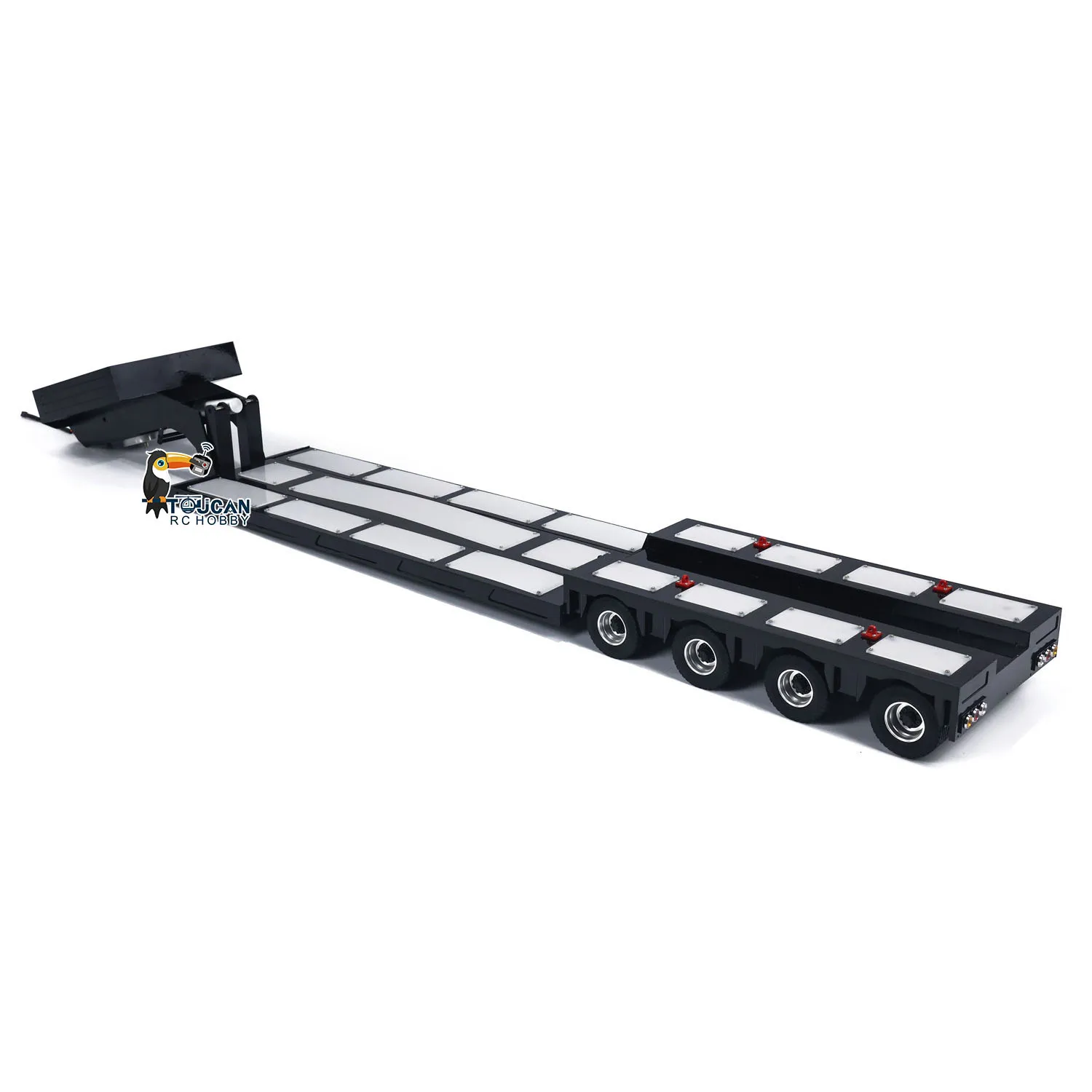Spare Parts 4-Axle Metal Extendable Semi-trailer Accessories for 1/14 RC Tractor Truck Radio Control Car Vehicle TH23802 4