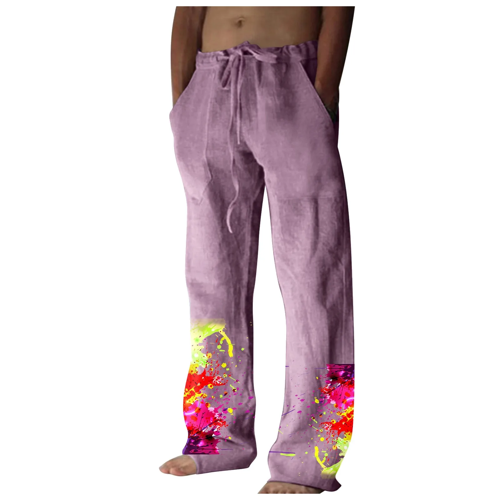 51043-416c41.jpg Men's Printed Casual Pants Fashion Trousers Baggy Pants Pockets Drawstring Elastic Waist Beach Space Pants Yoga Comfort Soft - Image 1