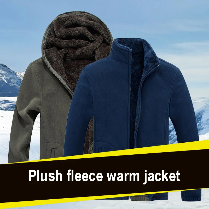 

Fleece Jacket Hooded Thicken Plus Sweater Student Top Polar Casual Cardigan Fall/Winter New Men's Clothing