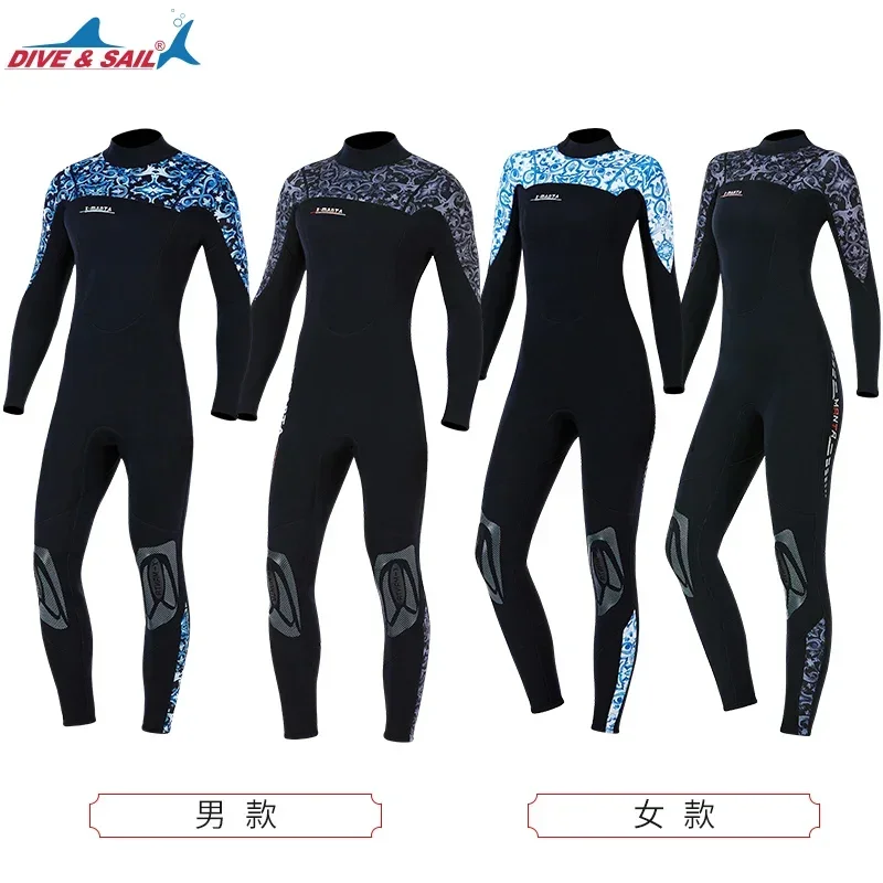 

Full Couple Wetsuits 3mm Neoprene Scuba Diving Suits Back Zip Swimming Suit One Piece Long Sleeve for Water Sports for Men Women