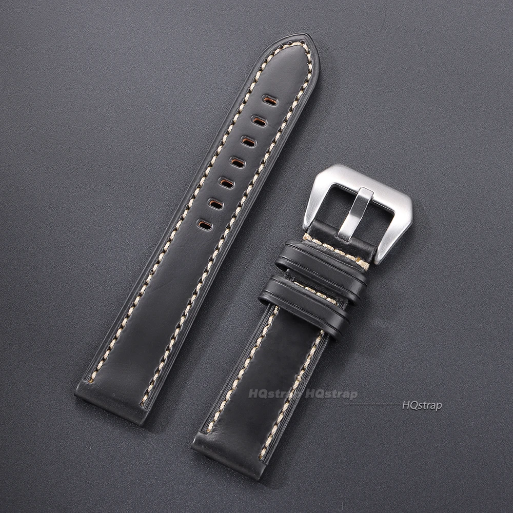 Handcrafted Crazy Horse Leather Watch Strap - Black, Blue, Brown Options