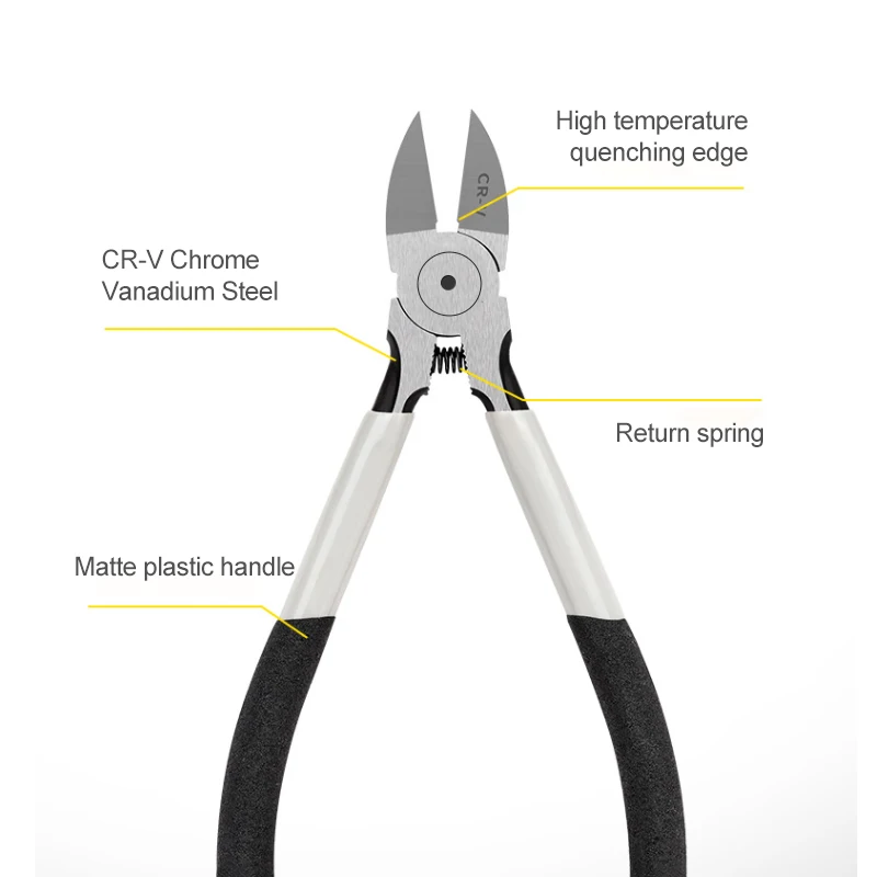 YLONDAO 5 6 Inch Mini Wire Stripper Cr-V Plastic Pliers Diagonal Pliers Electronic Wire Stripping Tool Side Cutter Cable Nipper DIY Repair