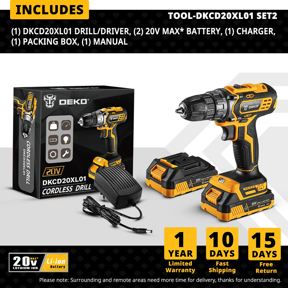 DEKO 20V MAX Cordless Drill Power Tools Wireless Drills Rechargeable Drill Set for Electric Screwdriver Battery Driller Tool mini spray gun Power Tools