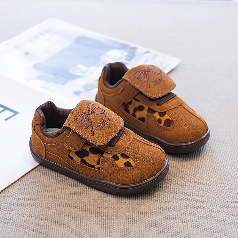 Girls Leopard Print Soft Sole Sneakers