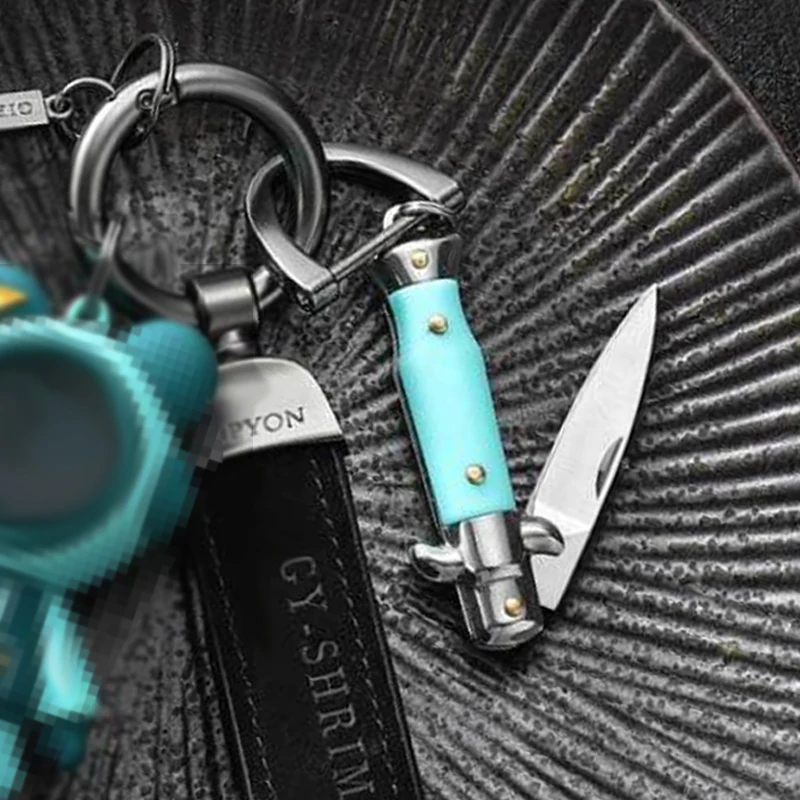Multi-functional mini EDC folding knife portable key ring camping peeling knife exquisite knife with key chain for holiday gift 6