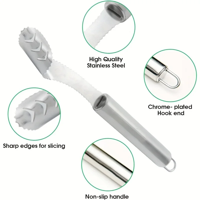 Upgraded Kitchen Pepper Seed Remover and De-seeder, Multi-Functional, Toothed, Stainless Steel