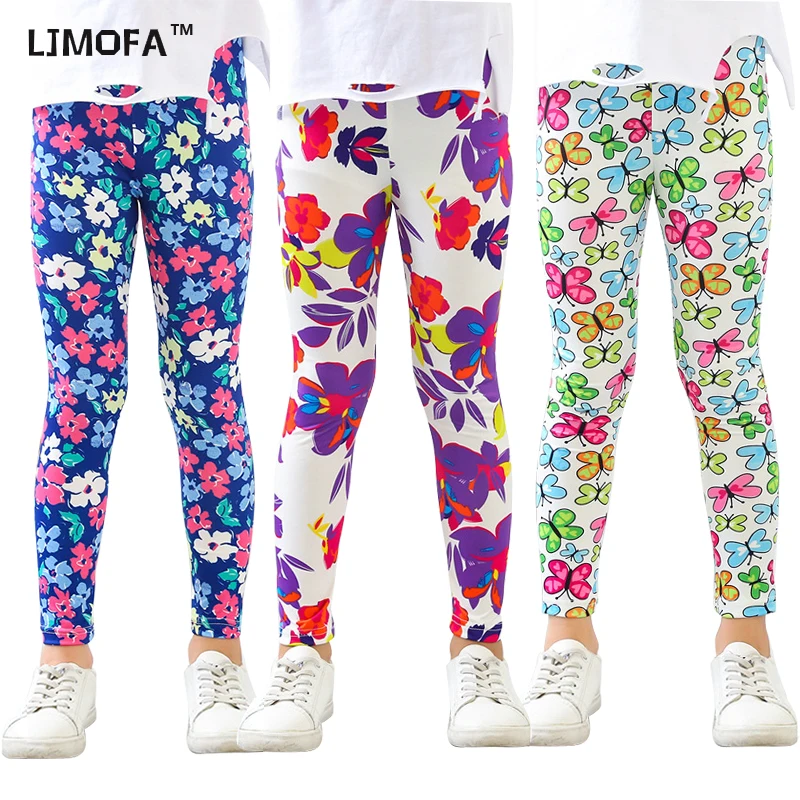 Girls Leggings for Kids Rainbow Print Casual Floral Pencil Pants Cute  Toddler Skinny Trousers Teenage Child 2 To 9 Years