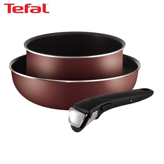 Set of dishes Tefal Ingenio Red 5 04175830, 3 items 20/26 cm kitchen  accessories cookware ladle for cooking wok removable handle - AliExpress